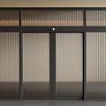 Modern Double Doors With Black Frame And Ribbed Glass For Contemporary Home Interior