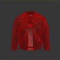 Adidas Red And Gray Jacket With Logo Stripes For Daily Wear
