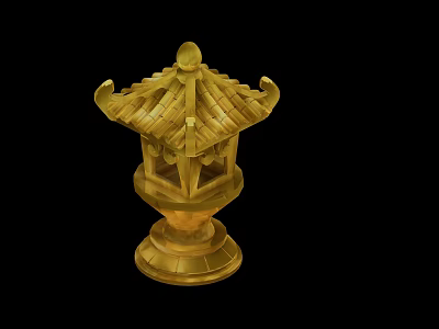 Golden Garden Ornament With Pagoda Style Roof And Decorative Base Design 3d model
