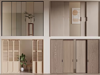 sliding door sliding door glass sliding door shutter door kitchen door wooden sliding door 3d model