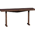 Solid Wood Console Table With Two Pillar Design For Entryway Home Decor