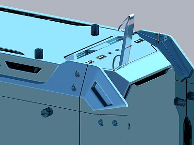 Blue Metal Mechanical Component With Screws Connectors And Structural Details 3d model