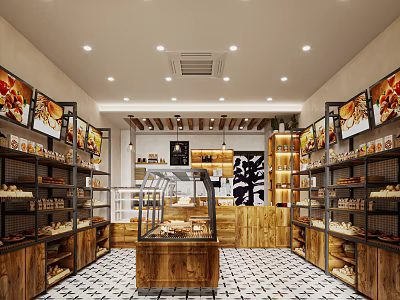 Cozy Dessert Shop Interior With Display Case And Pastries 3d model