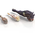 Character And Mythical Creature 3D Limb Models With Spiked Scales And Claws