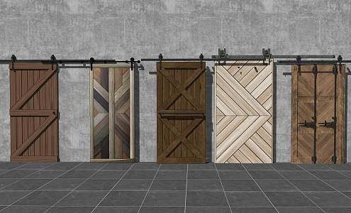 Industrial LOFT Barn Door Barn Door Hanging Rail Door 3d model