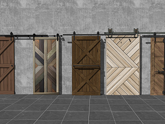 Industrial LOFT Barn Door Barn Door Hanging Rail Door 3d model