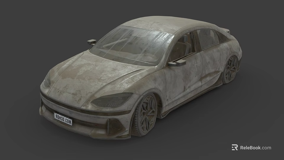 Dirty Old Sedan Car With Dusty Exterior And Worn Body Design Features 3d model 