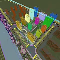 Aerial Planning of High Rise Residential Community Along River With Roads And Green Belts