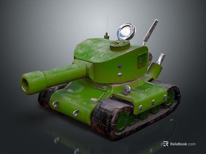 Green Military Tank With Cannon Tracks Periscope Antenna And Detailed Design 3d model 