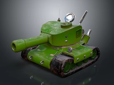 Green Military Tank With Cannon Tracks Periscope Antenna And Detailed Design 3d model