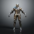 Medieval Knight Armor With Detailed Metal Design Standing On Dark Background
