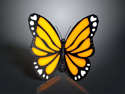 Butterfly Shaped Commercial Decorative LED Light With Orange Black White Wings For Retail Store 3d model