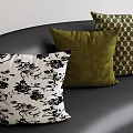 Soft Textured Decorative Pillows Featuring White Black Floral Green Velvet and Checkered Patterns