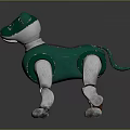 Green And White Robotic Dog Figure With Four Legs And Mechanical Design