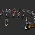 Orchestra Members Performing With Conductor Piano And Various Musical Instruments