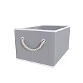 Gray Square Fabric Storage Basket with Rope Handles for Home Organization