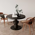Quiet solid wood round table 3d model