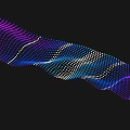 Abstract Wavy Digital Pattern With Purple Blue White Dotted Lines On Black Background 3d model