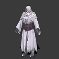 Game Movie Character In Silver Armor With Long Cloak And Feathered Shoulder Details