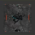 Cyber Warrior In Armored Suit With Glowing Dual Swords On Metallic Platform
