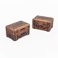 Two Small Ornate Wooden Boxes With Intricate Carved Floral Patterns