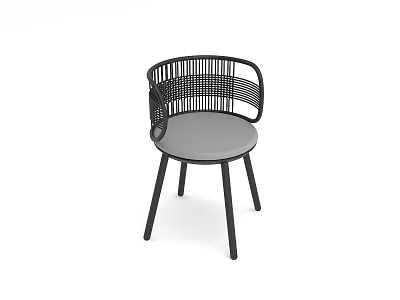 Modern Leisure Chair With Woven Design Black Frame And Gray Seat 3d model