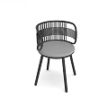 Modern Leisure Chair With Woven Design Black Frame And Gray Seat