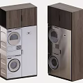 Stackable Washer Dryer Set With Modern Wooden Panel And Silver Body Design