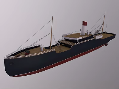 Vintage Ship Model With Black Hull Red Bottom White Superstructure Red Chimney And Masts 3d model