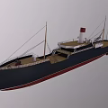 Vintage Ship Model With Black Hull Red Bottom White Superstructure Red Chimney And Masts