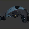 Tactical Weapon Helmet With Blue Exterior And Binocular Attachment For Military Combat Operations