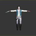 Adventurous Character With Teal Vest White Long Sleeve Gray Pants And Weapon Arms Outstretched