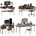 Middle Style Computer Desk and Chair Desk and Chair 3d model