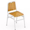 Modern Leisure Chair With Wooden Seat Backrest And White Metal Frame Design