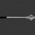 Silver Metal Weapon With Black Handle And Sharp Spearhead Design 3d model
