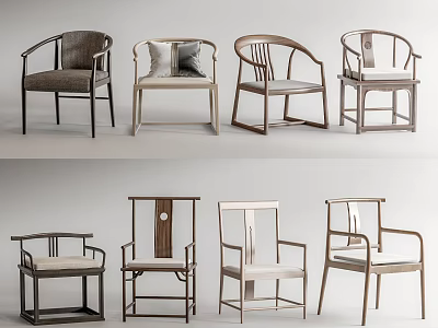 Leisure Chairs Various Modern Traditional Designs With Wooden Frames Upholstered Seats And Backrest Shapes 3d model