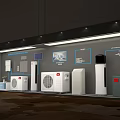 Modern Showroom Display With Green Plant Wall And Air Conditioner Units