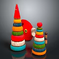 Colorful Stacking Ring Toys With Conical Structure And Fish Shaped Design