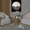 New Chinese Style Casual Sofa Combination Single Sofa 3d model