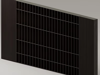 Black Decorative Grid Panel With Wooden Frame And Metal Grilles 3d model