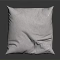 Soft White Textured Pillow on Black Smooth Surface with Gray Background 3d model