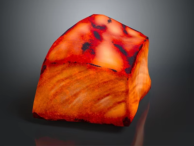 Juicy Orange Red Roasted Meat Chunk With Charred Surface And Tender Texture 3d model
