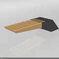 Modern Unique Shape Sofa With Black Wooden Slanted Structure And Striped Seat
