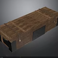 Wooden Crate Structure With Metal Straps Black Base And Surface Details