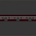 Red Train Car Model with Multiple Windows and Doors on Gray Background with Reflection