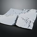 Garden Landscape 3D Model Featuring Snow Mountain Terrain White Black Background 3d model