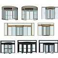 Revolving Door Designs Featuring Glass Panels And Metal Frames In Gold Black Styles