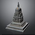 Traditional Stone Pagoda Architecture With Multi tiered Structure Dome Top And Square Base Design