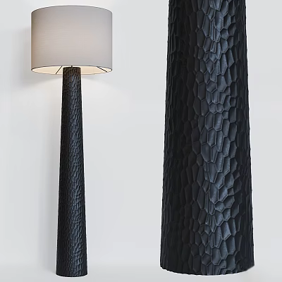 Modern Black Textured Floor Lamp With Light Colored Shade And Design Details 3d model