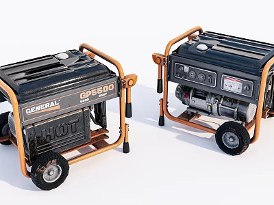 Industrial Equipment General GP5500 Generators With Wheels Orange Frames And Black Bodies 3d model